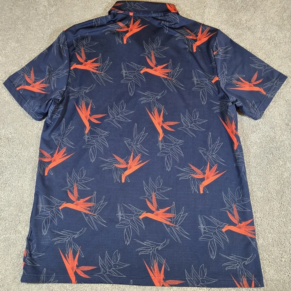 Adidas Men's Golf Polo Navy Blue All Over Floral Print Shirt Mens XL Polo